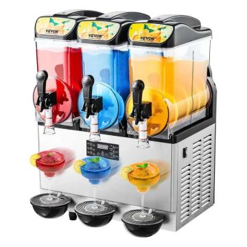 Komercinis nerūdijančio plieno šaldytų gėrimų aparatas, 15L x 3 talpos, 180 puodelių
