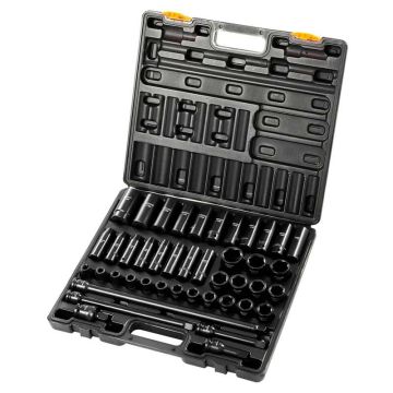 Smūginių galvučių rinkinys 1/2 colio, 43 vnt., 9–30 mm, 6 kampų