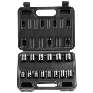 14 dalių 3/8" smūginių metrinių galvučių rinkinys, 7–20 mm, chromo-molibdeno plienas, automobilių remontui
