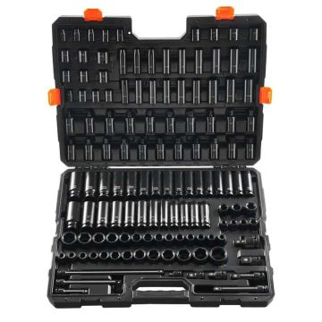 Smūginių galvučių rinkinys, 130 dalių, 3/8" ir 1/2", SAE ir metriniai, chromo-molibdeno plienas