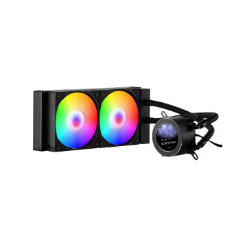 Skysto aušinimo sistema CPU, 120 mm, juoda, su LCD ir ARGB, intel/amd