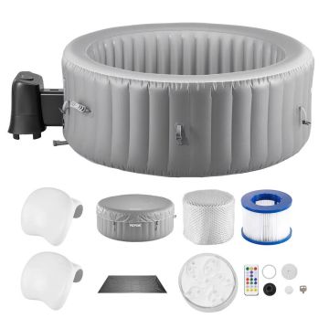 Pripučiama lauko sūkurinė vonia SPA su LED, 4–6 vietų, pilka