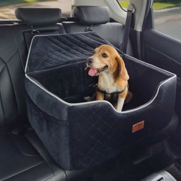 Автокресло для собак с поролоновой подкладкой, черное, для средних и крупных собак.