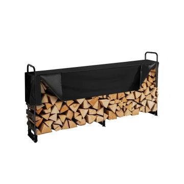 Lauko malkų stovas su dangčiu 244x36x117 cm, 600D oxford uždangalas