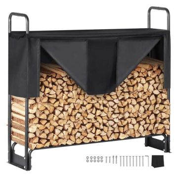 Lauko malkų stovas su dangčiu 132x36x117 cm vandeniui atsparus