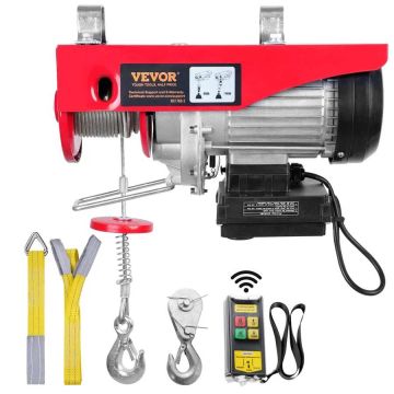 Elektrinis plieninės vielos keltuvas 798 kg, 1450 W, belaidis pultas