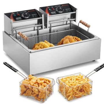 Elektrinė komercinė gruzdintuvė, nerūdijančio plieno, 18 qt, sidabrinė