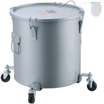 Aliejaus riebalų kibiras su ratukais, 8 gal., anglinis plienas, pilkas
