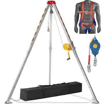 Gelbėjimo trikojo komplektas darbui uždarose erdvėse su gervė 544 kg, 2,13 m kojos, 30 m trosas