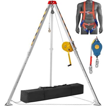 Gelbėjimo trikojo komplektas darbui uždrose erdvėse, 816,4 kg, 2,13 m koja, 30 m trosas
