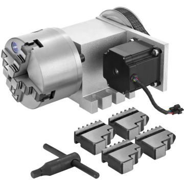 CNC 4 žandikaulių rotacinis griebtuvas 100 mm tuščiaviduris velenas