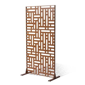 Metalinė lauko privatumo užtvara, 3 panelių, 47x76", ruda