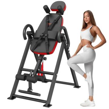 Apverčiamasis stalas su nugaros tempikliu, 136 kg, raudonas/juodas