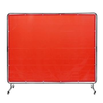 Suvirinimo ekranas su rėmu, 1,83x2,44 m, raudonas, vinilo, ratukai