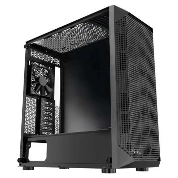 Žaidimų kompiuterio korpusas, vidutinio dydžio bokštas, grūdinto stiklo panelė, dulkių filtras, 4 x 120 mm ventiliatoriai, ATX/M-ATX/ITX