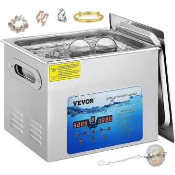 Ultragarsinis valymo aparatas, 15 L, skaitmeninis laikmatis, šildytuvas, laboratorinis