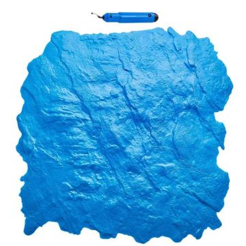 Betono tekstūros poliuretano antspaudų kilimėlis, 18x18 colių, mėlynas