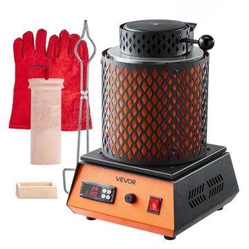 Elektrinė lydymo krosnis 1350 W su 3 kg keraminiu tigliu, 1150 ℃, papuošalų gamybai