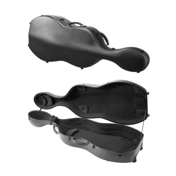 Pilno dydžio 4/4 violončelės dėklas, anglies pluoštas, juodas, kelioninis