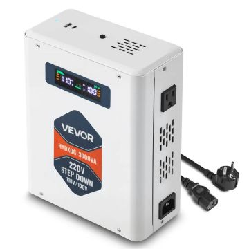 Įtampos keitiklis 3000 VA 220 V į 110 V su USB ir LCD ekranu