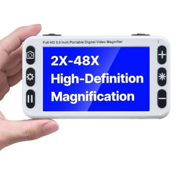 Nešiojamas skaitmeninis didinamasis stiklas 127 mm, 2X–48X, 13 MP, su AV/HDMI ir sulankstoma rankena