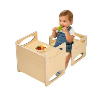 Montessori medinis reguliuojamo aukščio stalo ir kėdžių komplektas vaikams 1–5 m