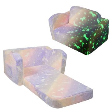 Vaikiška transformuojama sofa-lova, vaivorykštės spalvos, 2 viename