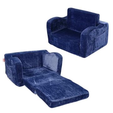 Vaikiška išskleidžiama sofa-lova, mėlyna, 2 viename