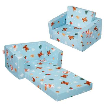 Vaikiška sofa-lova, transformuojama, dangaus mėlyna, žaidimų kambariui