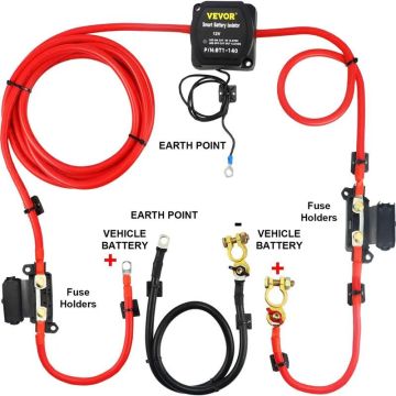 Automatinis 12 V 140 A dviejų akumuliatorių izoliatorių rinkinys, 4 m