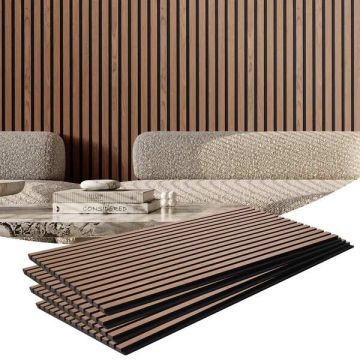 Akustinės medinės sienų plokštės, MDF, 23,6x47,2 col., riešutmedis