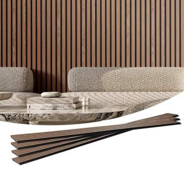 Medinės akustinės sienų plokštės, MDF, 7,9 x 94,5 col. riešutmedis