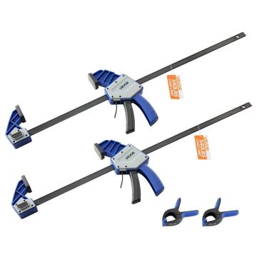 Spaustukai medienos apdirbimui, 60.96 cm, F formos, 2 vnt., mėlyni juodi