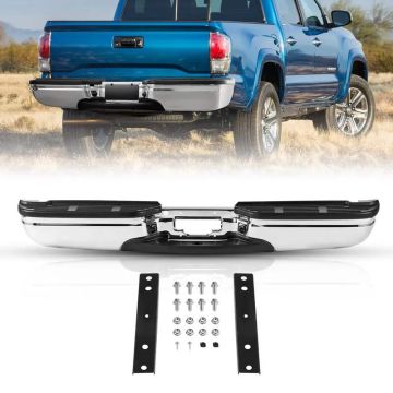 Хромированный стальной задний бампер со ступенькой и подсветкой, Ford F250/F350 1999–2007 гг.