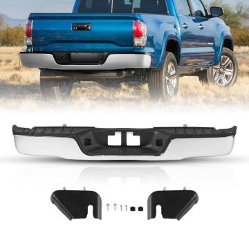 Chromuoto plieno galinis bamperis su laipteliu ir numerio apšvietimu toyota tundra 2007–2013