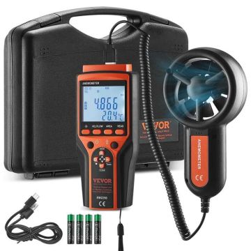 Skaitmeninis rankinis anemometras su LED ekranu, vėjo greitis ir temperatūra, 14℉–140℉, ŠVOK, buriavimas