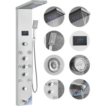 Dušo panelės sistema su LED ekranu, 6 režimai, nerūdijančio plieno