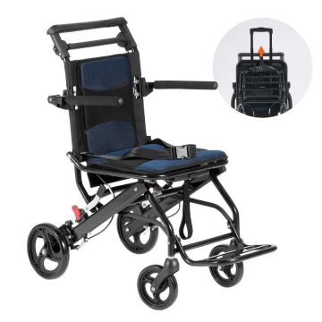 Sulankstoma neįgaliojo vežimėlio transportavimo kėdė, aliuminis, 40 cm, 99,8 kg