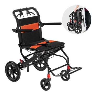 Sulankstoma neįgaliojo vežimėlio transportavimo kėdė, aliuminis, 45,7 cm, 99,8 kg