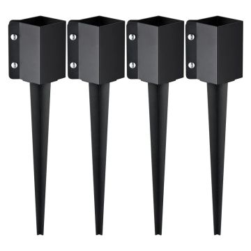 Metalinių tvoros stulpų įžeminimo smaigai 24x4 cm, 4 vnt., juodi