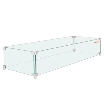 Stiklinė laužavietės apsauga nuo vėjo, 38x10,5x6 colių, skaidrus grūdintas stiklas