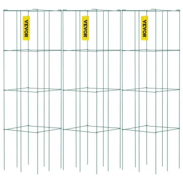 Pomidorų narveliai, 14,6x14,6x39,4 cm, 3 vnt., žali, plieniniai su PVC danga