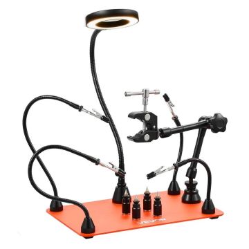 Magnetinė litavimo stotelė su pagalbinėmis rankomis, LED ir 4 PCB laikikliais