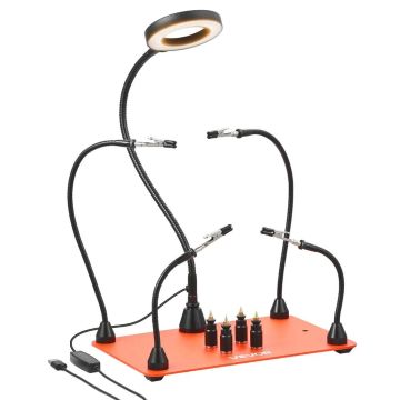 Magnetinė litavimo stotelė su 4 lankstosiomis rankomis ir LED lempa