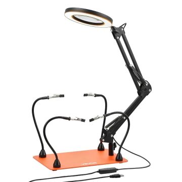 Magnetinės litavimo pagalbinės rankos su LED lempute ir 4 lanksčiomis rankenomis