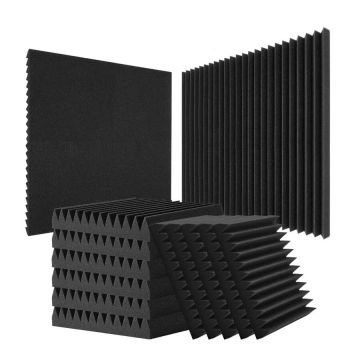 Akustinės putplasčio plokštės 12x12x2 colių, juodos, 50 vnt., garso izoliacijai