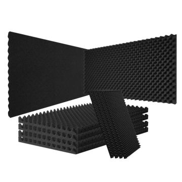 Akustinės putplasčio plokštės, 48x24x2 col., juodos, 4 vnt.
