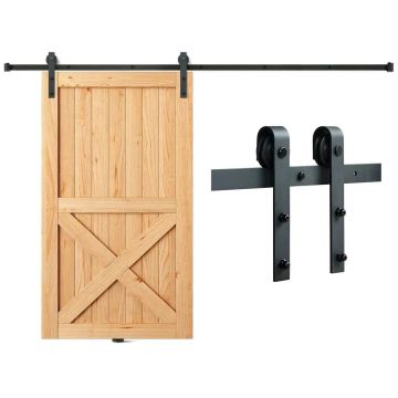 Stumdomų tvarto durų bėgelių komplektas, 8 pėdų, 150 kg apkrova, tylus skriemulys, 112,8–131,1 cm durims