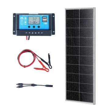 100 W 12 V monokristalinis saulės baterijų rinkinys su įkrovimo valdikliu, IP68