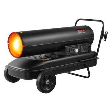 Priverstinio oro 50 kW dyzelinis žibalinis torpedinis šildytuvas, juodas, ratukai
